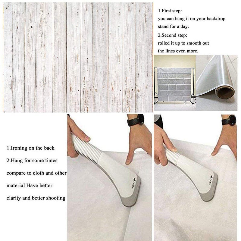 Dudaacvt 7x5FT Vintage Wood Backdrop Retro Rustic White and Gray Wooden Floor Background for Photography Kids Adult Photo Booth Video Shoot Vinyl Studio Props - Image 4